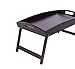 BirdRock Home Bamboo Bed Tray | Wooden Curved Sides Breakfast Serving Tray with Folding Legs | Walnut