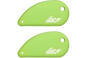 Slice Micro Safety Cutter | Safe Ceramic Box Cutter Lasting 11x Longer than Metal | Keychain Box Opener | 2 Pack | Green