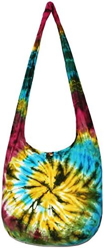 TIE DYE Bohemian Hipster Hobo Boho Hippie Crossbody Bag Purse Black Tone 39" (9605)