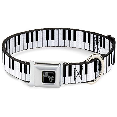 Buckle-Down Seatbelt Buckle Dog Collar - Piano Keys - 1