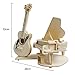 MICHLEY 3D Wooden Construction Jigsw Puzzle Kid Educational Woodcraft DIY Kit Toy Simulation Models Piano and Guitar