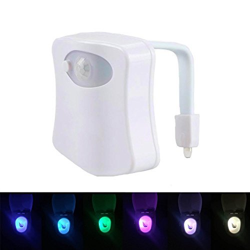 Toilet Night Light - 8 Colors LED Motion Activated Sensor Nightlight in Darkness (1 Pack)