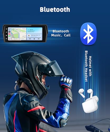 Rimoody Wireless Carplay Motorcycle Display with Dashcam 2 Front and Back Camera, 6.86 Inches Touchscreen Portable Carplay Android Car Screen for Motorbike with Mirror Link/Bluetooth/IP68 Etanche