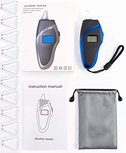 MELORIY Upgrade Alkoholtester Polizeigenau - Promille-Tester Alkomat mit 11 Mundstücke und 1 Stofftasche