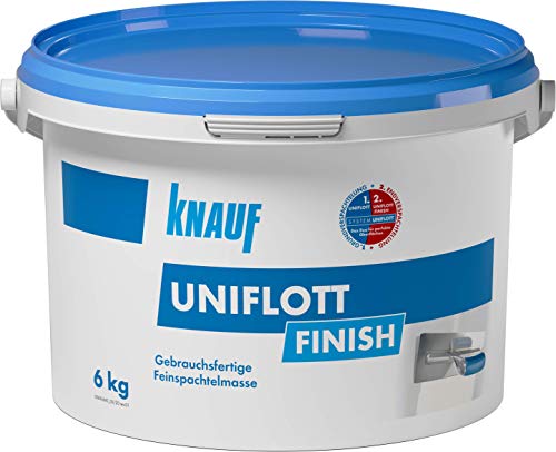 Knauf 696535 Uniflott Finish Gipsspachtel End-Verspachtelung von Gipsplattten-Fugen, 6 kg – Spachtel, Feinspachtel-Masse…
