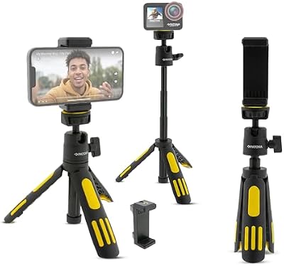 Treppiede estensibile fino a 30 cm per smartphone e fotocamera, con clip per smartphone, iPhone o altro treppiede per cellulare, realizzato con una combinazione di plastica robusta e alluminio