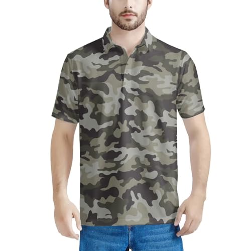 HUGS IDEA Camouflage Print Summer Shirts for Men