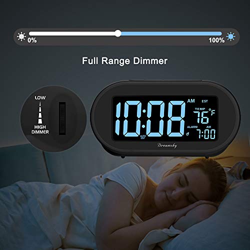 DreamSky Auto Set Alarm Clock for Bedroom, Digital Desk Clock with 0