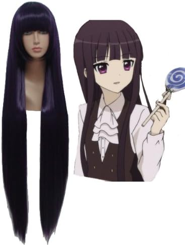 Smile Cosplay Anime wig 100cm Long Inu x Boku SS-Ririchiyo Shirakiin Dark Purple