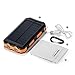 Bysionics Solar Phone Charger,Portable Charger Solar Charger Power Bank 12000mah External Backup Battery Pack Dual USB with 2LED Light Carabiner and Compass for Your Smartphones and More (Orange)