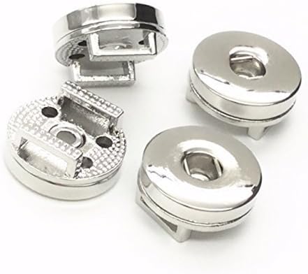 bcraftiz 5 pcs Silver Tone Interchangeable Snap Slider Charm Button Blank Base Fit 8mm Wristband Bracelet Collar Key Ring