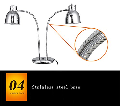 Dual Food Heat Lamp 2 Bulb Countertop French Fries Fried Chicken Warmer 110V #239307