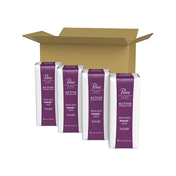 Poise Active Collection Incontinence Pads with Wings, Maximum