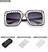 MEETSUN Elton Square Rhinestone Sunglasses | Oversized Bling sunglasses for Women with Diamond Bedazzled Frames | 70s Retro Style Beach Vacations & Disco Outfit-Grey Gradient Lens sunglasses