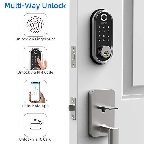Smart Deadbolt, Fingerprint Electronic Deadbolt Door Lock with KeypadBluetooth Keyless