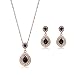 OUFO Jewelry Set for Woman Girls Rose Gold Necklaces and Earring Black Crystal Teardrop Pendant Elegant Charm Necklace Sets Gifts (2241)