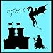 Detailed Castle & Dragons Stencil Set Dragons, Knights, Castles! - 10-by-10-inch