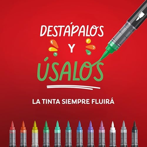 Marcadores Rotuladores acrílicos creativos de con punta de pincel base agua | Escribe en la mayoría de superficies | Materiales de arte y manualidades | Verde Esmeralda | 6 Piezas