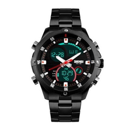 V2A Analogue-Digital Black Dial Mens & Boys Watch - Skm-1146