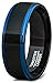 Mens Wedding Band Two Tone Polished Black Tungsten Ring 8mm Blue Step Edge Comfort Fit