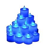 Samyo Set of 24 Battery Flameless & Smokeless LED Tealight Candles - Blue Candlelight