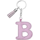 ARFUKA Letter Keychain with Colored PU Leather Tassel Pendant Alphabet Keyring- Cute Bag Charm