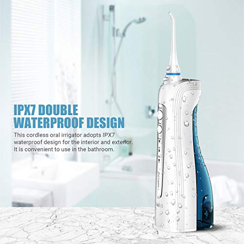 SUNAVO WF-02 Cordless Water Flosser IPX7 Waterproof 3 Modes for Braces and Teeth Whitening, Dental Water Jet Rechargeable 15 days battery, Portable Oral Irrigator for Travel and Home BPA free, ETL FDA