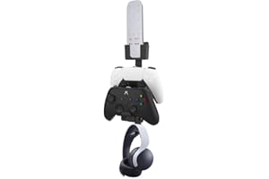 EJGAME Dual Game Controller & Headphone & Media Remote Stand Wall Mount Holder Compatible with PS5,/PS4/Xbox ONE/Series X/Switch,Stay Organized(Black)