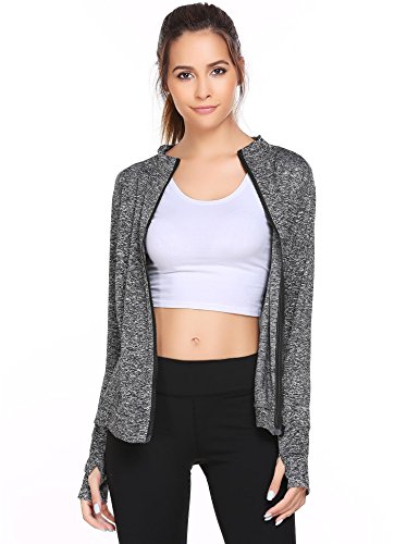 Unibelle Women's Active Full Zip Running Cycling Yoga Jacket with Thumb Holes - Thumbnail 3