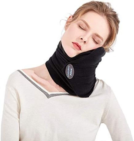 LOPANNY Upgraded Travel Neck Pillow - Scientifically Proven Neck Support Travel pillow with Super soft fleece Cover- Lightweight and Portable Unisex Airplane Travel Pillow