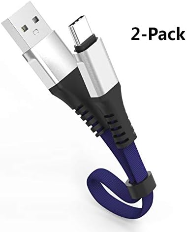 iLovey (2-Pack,1FT/0.3M) Short Flat USB C Cable,Tangle Free Fast Charging & Data Sync Cord for Portable Charger,Power-Bank,Samsung Galaxy S10 S9 S8 Plus/Note 8,Nintendo Switch,Gopro Hero 7/6/5 (Blue)