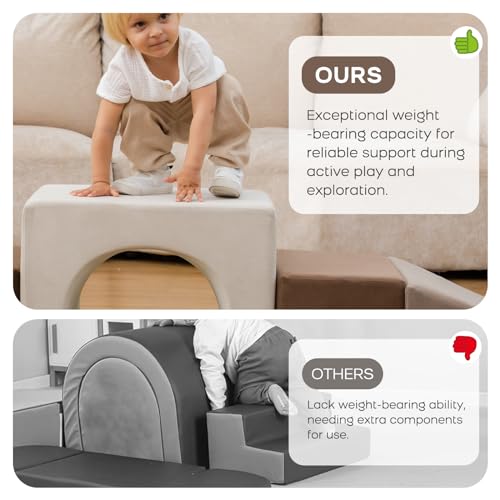 BanaSuper Foam Climbing Blocks for Children, Foam Building Blocks XXL, EN71 Certified & Non-Slip, Children's Montessori Toy, Washable Case for Indoor Fun, Baby Soft Playset (Grey)
