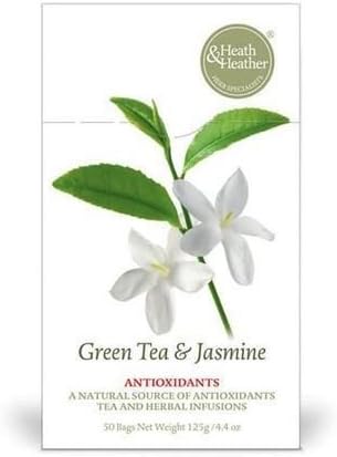 (12 PACK) - Heath&H Green Tea & Jasmine Flowers| 50 Bags |12 PACK - SUPER SAVER - SAVE MONEY