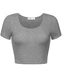 FPT Womens Basic Short Sleeve Scoopneck Crop Top HEATHER GRAY MEDIUM