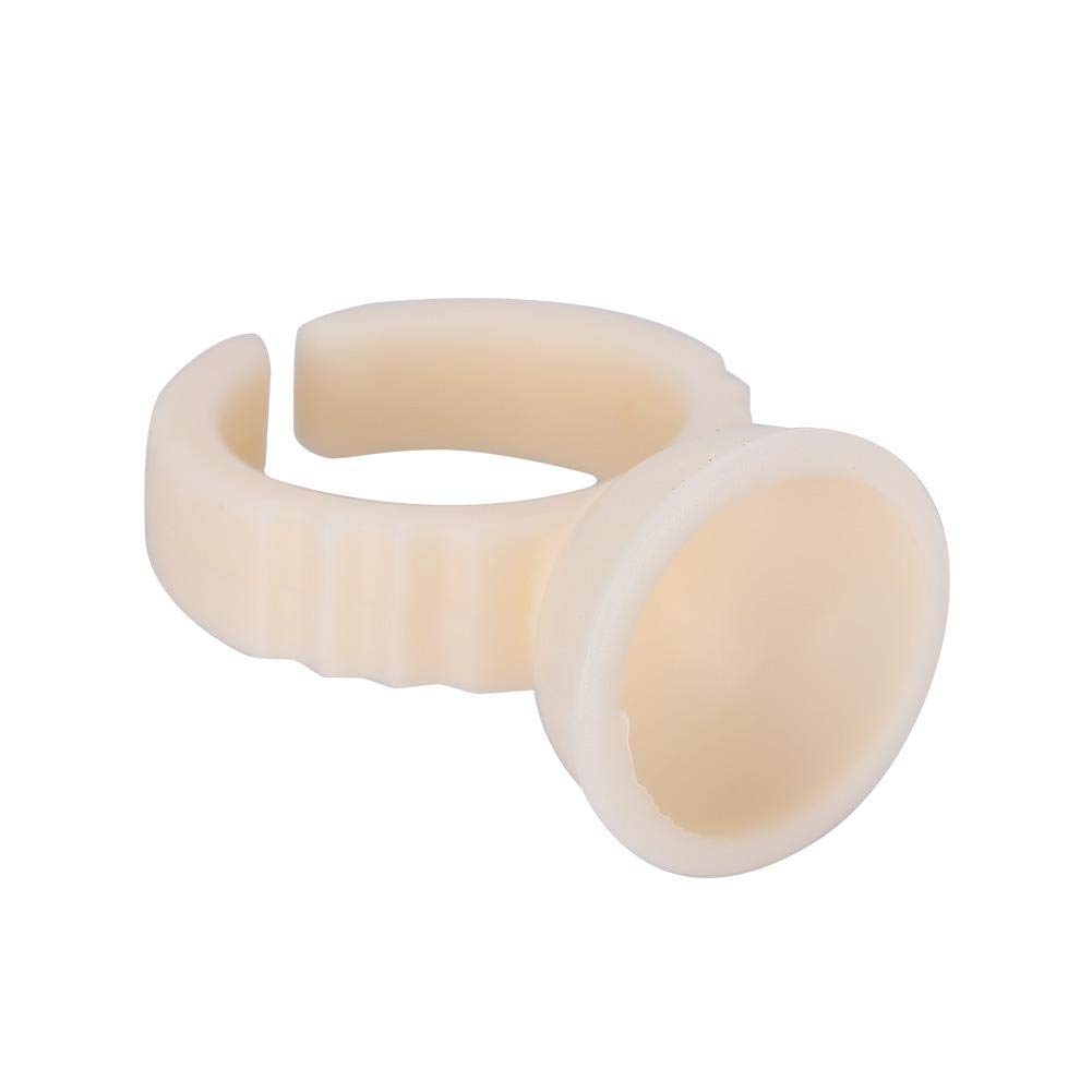 100Pcs Disposable Eyebrow Tattoo Rings Pigment Palette Microblading Ink Cups with Glue Holder for Semi Permanent Makeup Tools Set Eyelash Extensions Permanent Cosmetics Kit