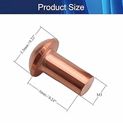 Aicosineg 100pcs 0.24" Length Copper Solid Rivets