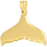 Polished 14k Yellow Gold Whale Tail Charm Pendant