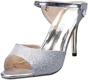 Lolittas Glitter Sequin Sandal Court Shoes for Women Ladies, Summer Sparkly High Stiletto Heel Slingback Open Toe Outdoor Size 2-7