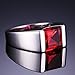 Jewelrypalace Men's 3.4ct Square Created Red Ruby 925 Sterling Silver Ring
