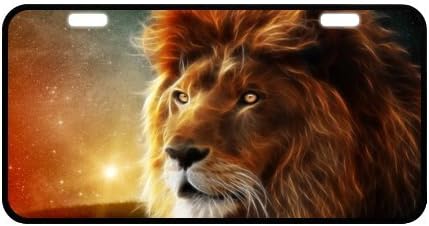 Lion License Plate with Vivid color and Detail Images-11.8" X 6.1" inches-Black Trim