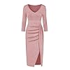 MAYOGO Avondjurk voor dames, 3/4 mouwen, cocktailjurk, bruiloft, elegant, feestelijk, glanzend en hoog gesneden…