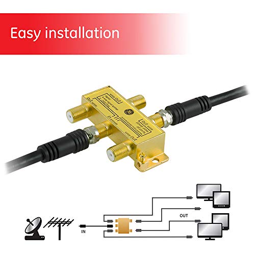 GE Digital 4Way Coaxial Cable Splitter, 2.5 GHz 52500 MHz, RG6