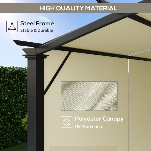 Outsunny 11' x 11' Outdoor Retractable Pergola Canopy Metal Frame Beige image 17