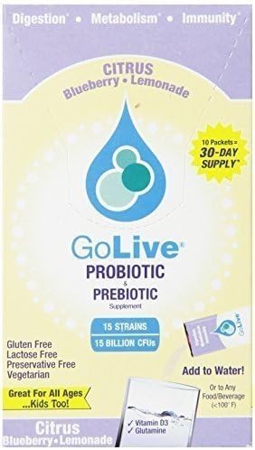 Golive Citrus Probiotic and Prebiotic Supplement Blend, Blueberry and Lemonade, 10-Count ( Multi-Pack) by Golive Probiotic Products