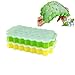 Ice Cube Trays,2 Pack Food Grade Silica Gel Flexible and BPA Free 74 Cubes Ice Trays with Lid Stackable Mini Cocktail Whiskey Ice Cube Mold Storage Containers-Green/Yellow