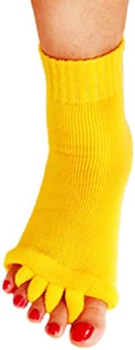 1 Pair Yoga GYM Massage Five Toe Separator Socks Foot Alignment Pain Relief Hot (One Size, Yellow)
