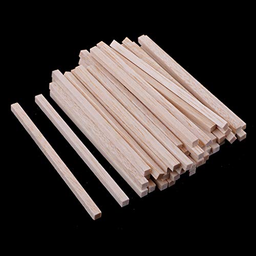 Fityle 50 Pieces Square Unfinished Balsa Wood Stick Wooden Dowel Rod for Kids Model Making DIY Craft Home Wedding Party Decoration 50/80/110mm - 110mm
