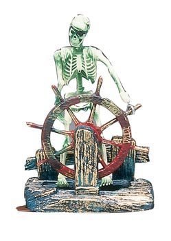 Penn Plax Aerating Action Ornament, Skeleton at The Wheel – Moving Decoration