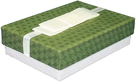 Paper Images Luxury Gift Box with Ribbon And Bow - 5.5" x 3.5" x 1.5" (Green)
