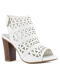 RF ROOM OF FASHION - Sandalias de tobillo para mujer, con puntera abierta, con tirantes, talón grueso